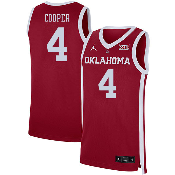 Oklahoma Sooners #4 Kaden Cooper College Basketball Jerseys Stitched Sale-Crimson
